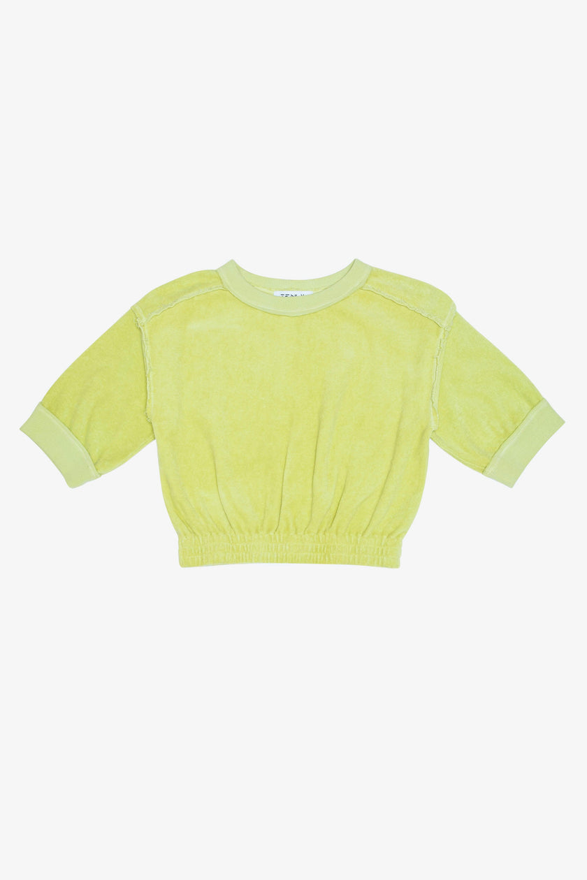 Terry Cloth Elbow Sleeve Pullover