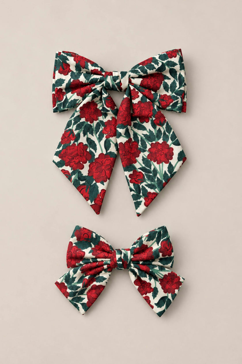 Hair Bows in Red Roses