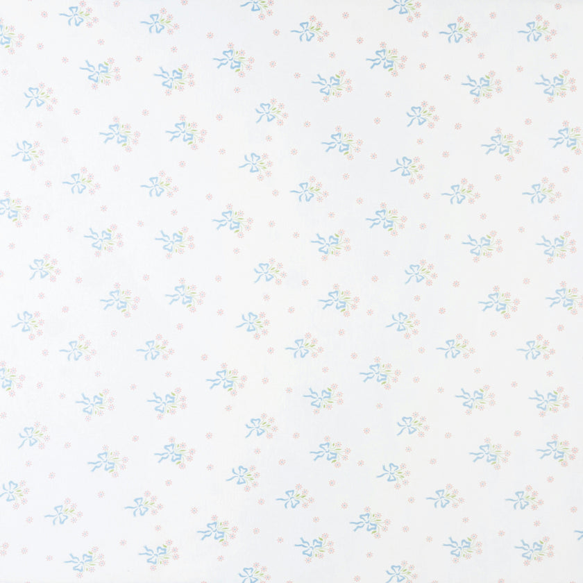 Pima Crib Sheet - Blue Bow Bouquet