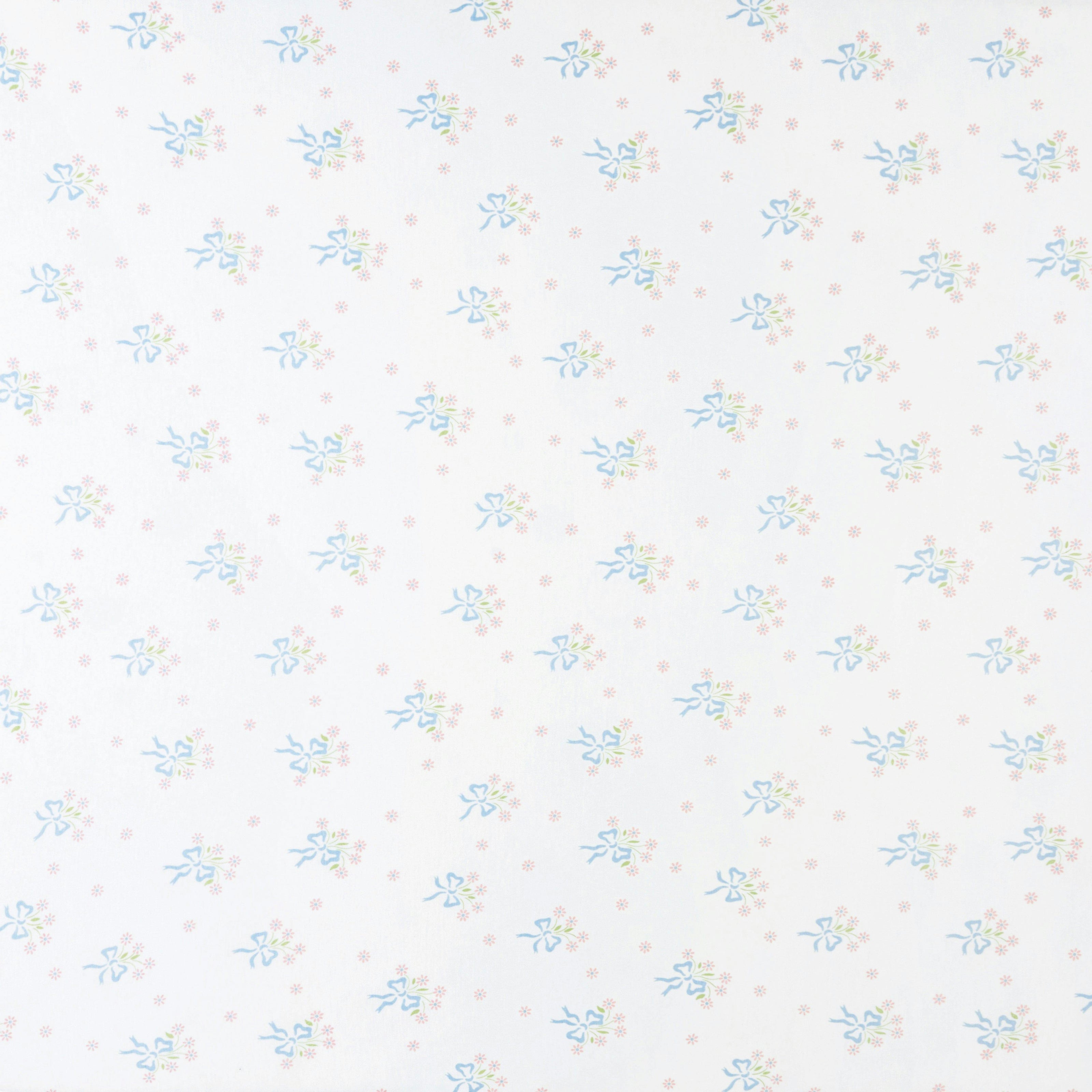 Pima Crib Sheet - Blue Bow Bouquet