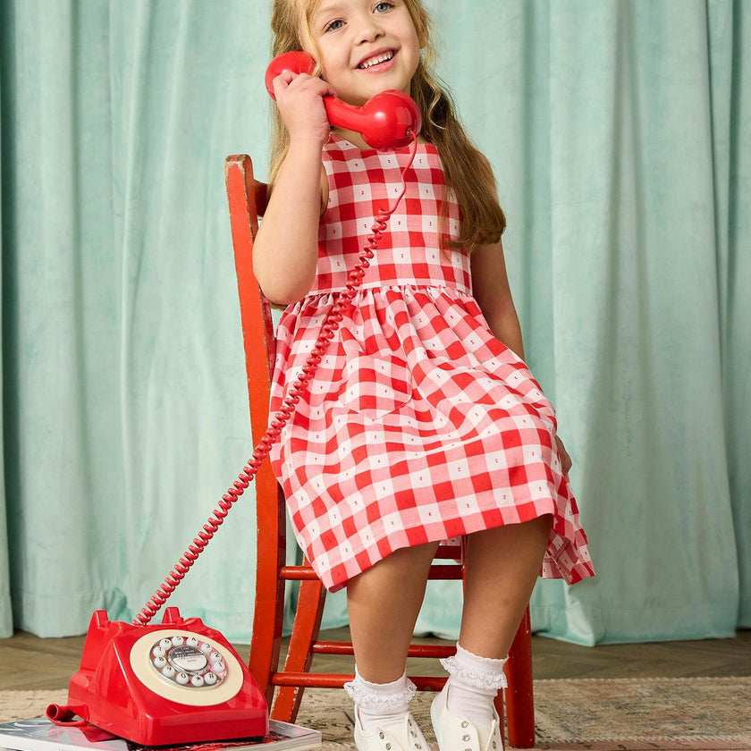 Valentina Heart Dress in Red Gingham
