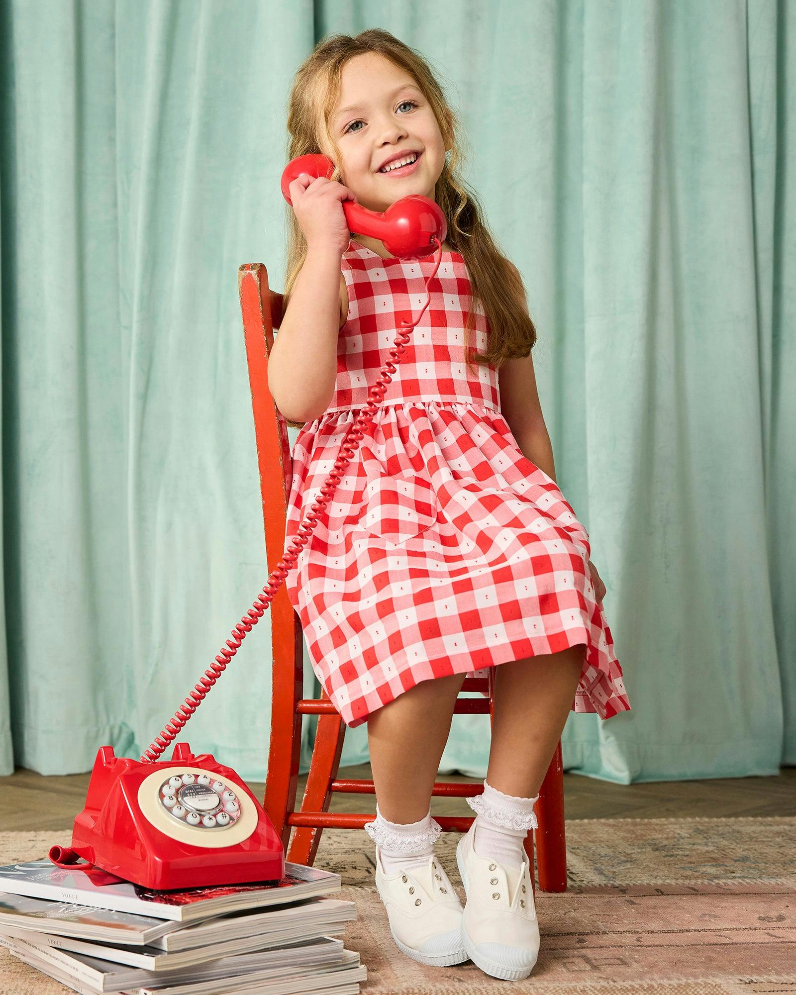 Valentina Heart Dress in Red Gingham