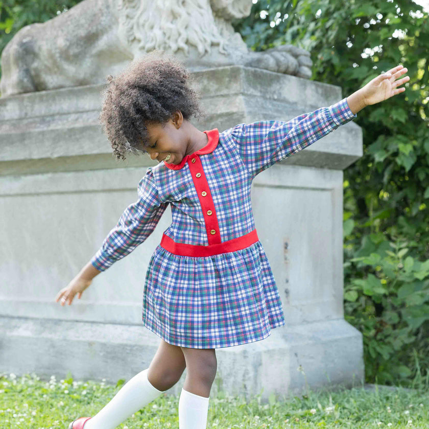 Printed Knit Plaid Dress