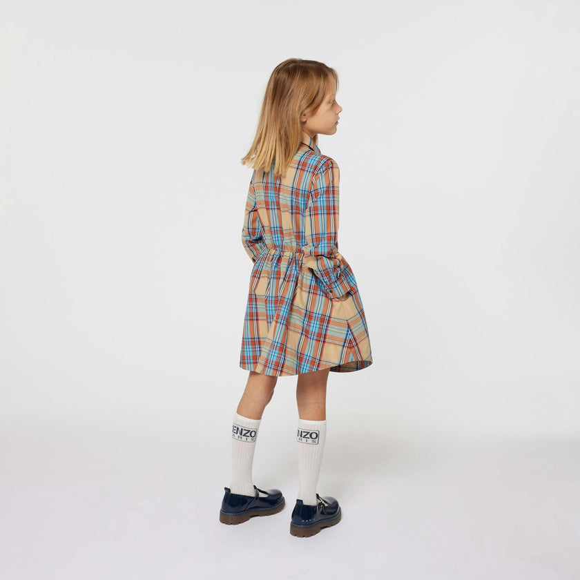 KENZO KIDS Paris Travels Checked Shirt Dress