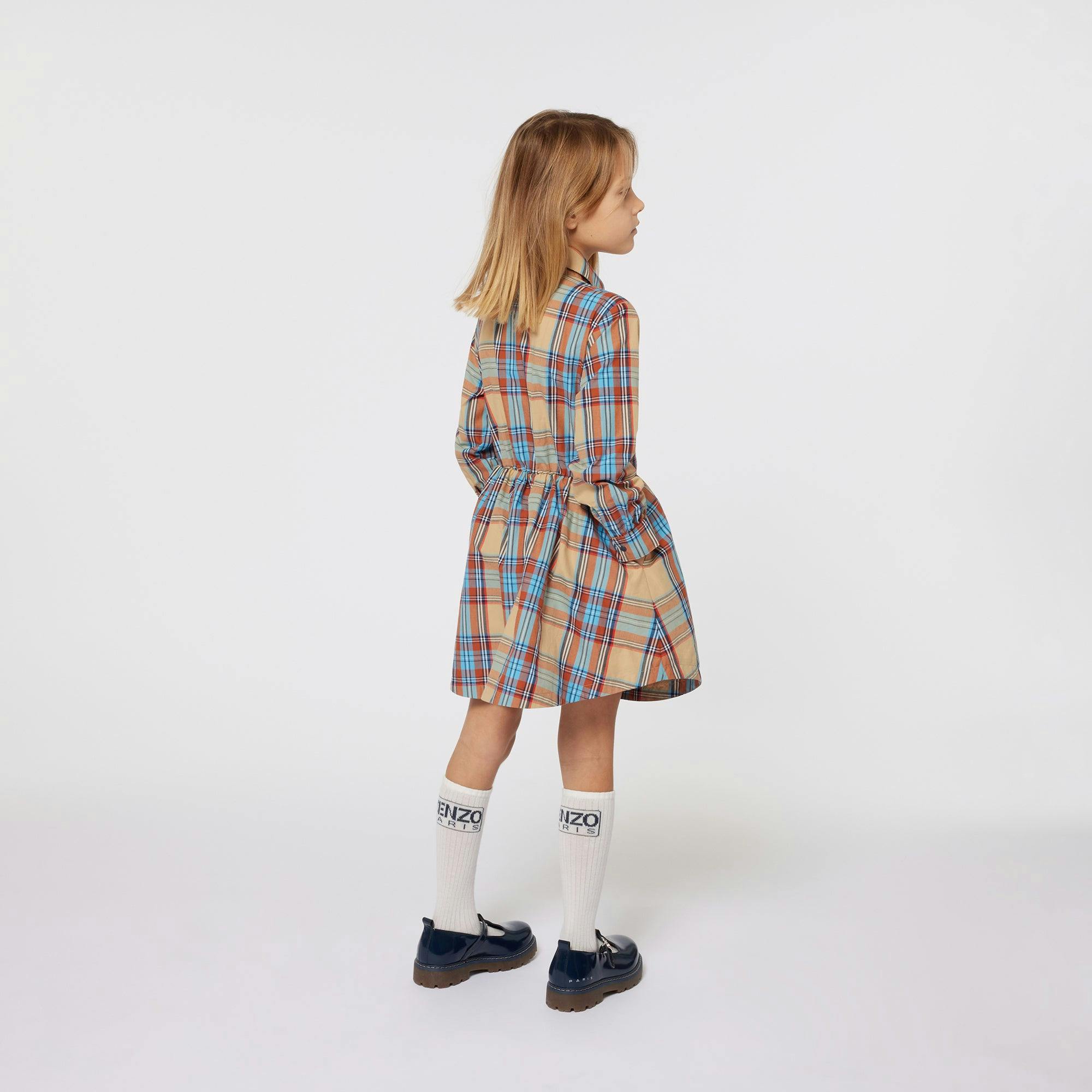 KENZO KIDS Paris Travels Checked Shirt Dress