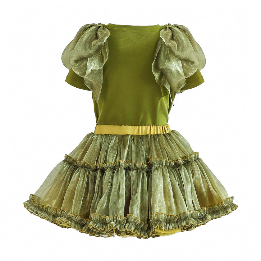 Green Gold Valora Ruffle Skirt Set