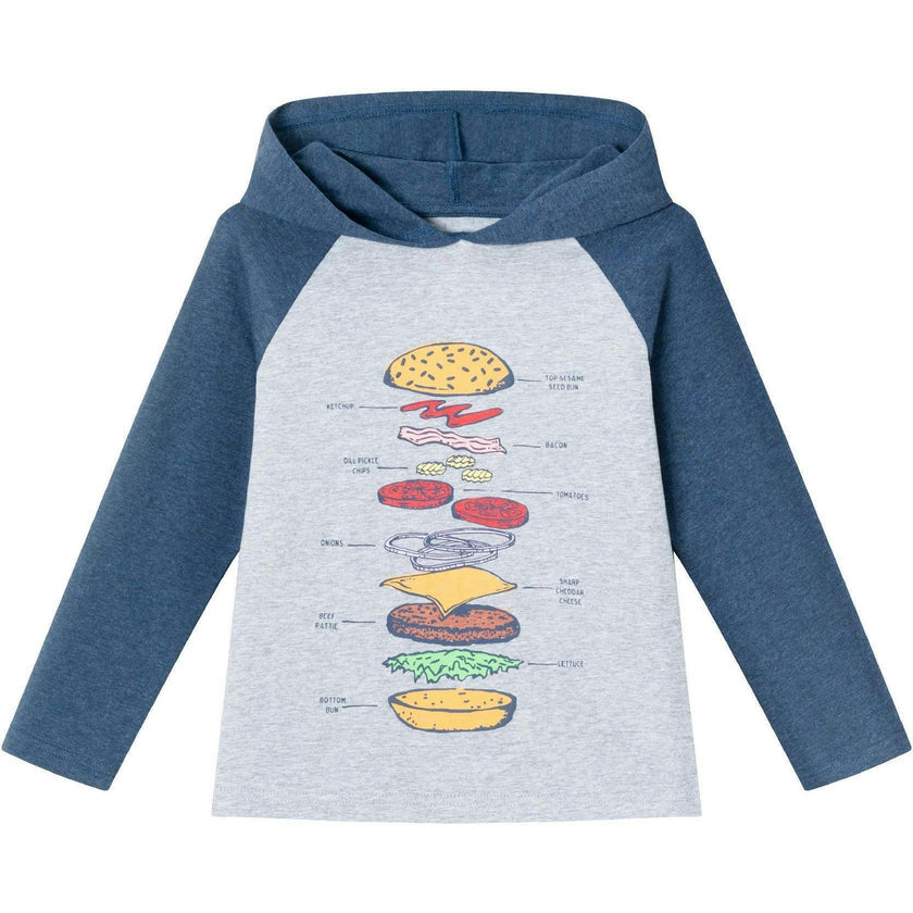 Kids Heather Grey/Navy Jersey Hooded Tee