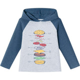 Kids Heather Grey/Navy Jersey Hooded Tee