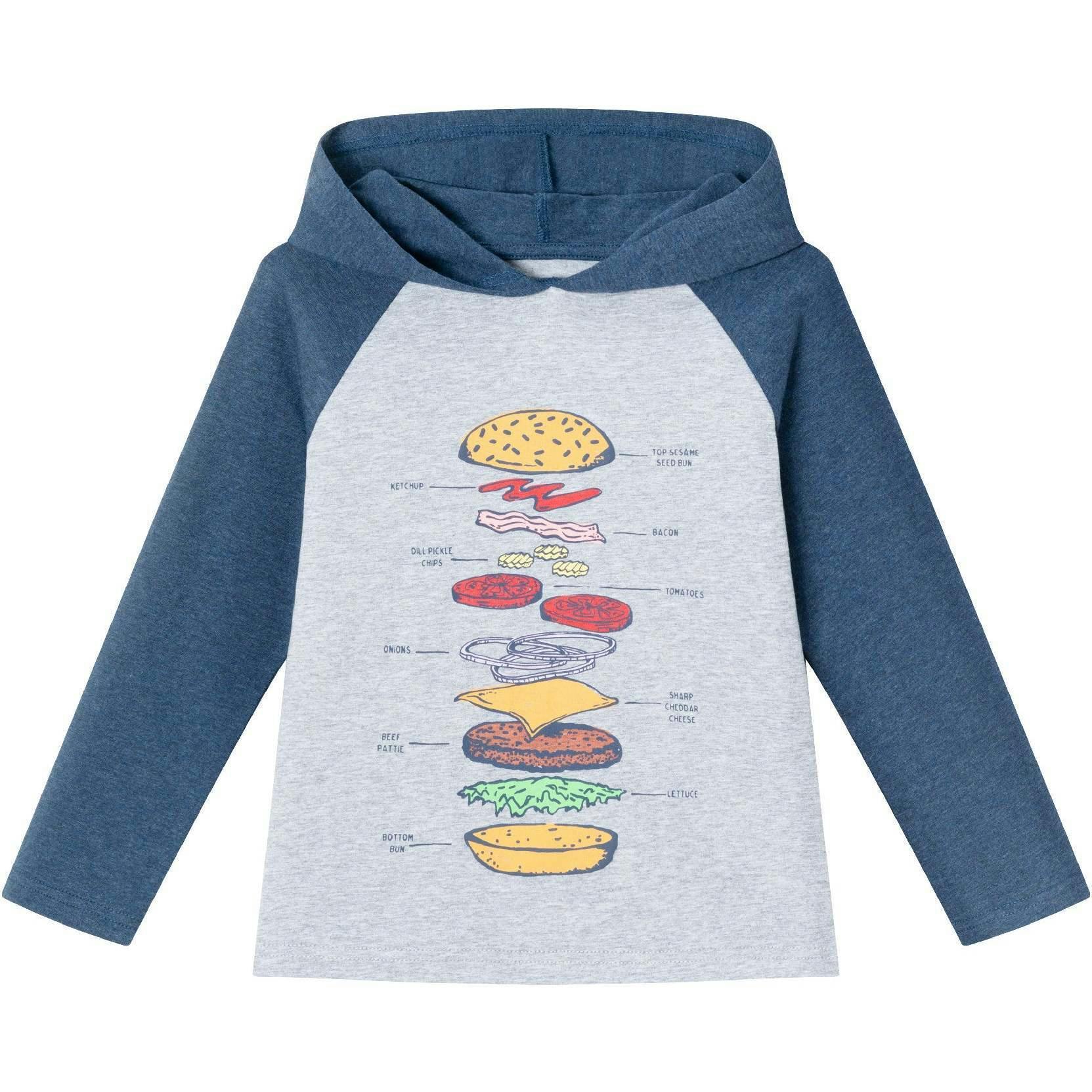 Kids Heather Grey/Navy Jersey Hooded Tee