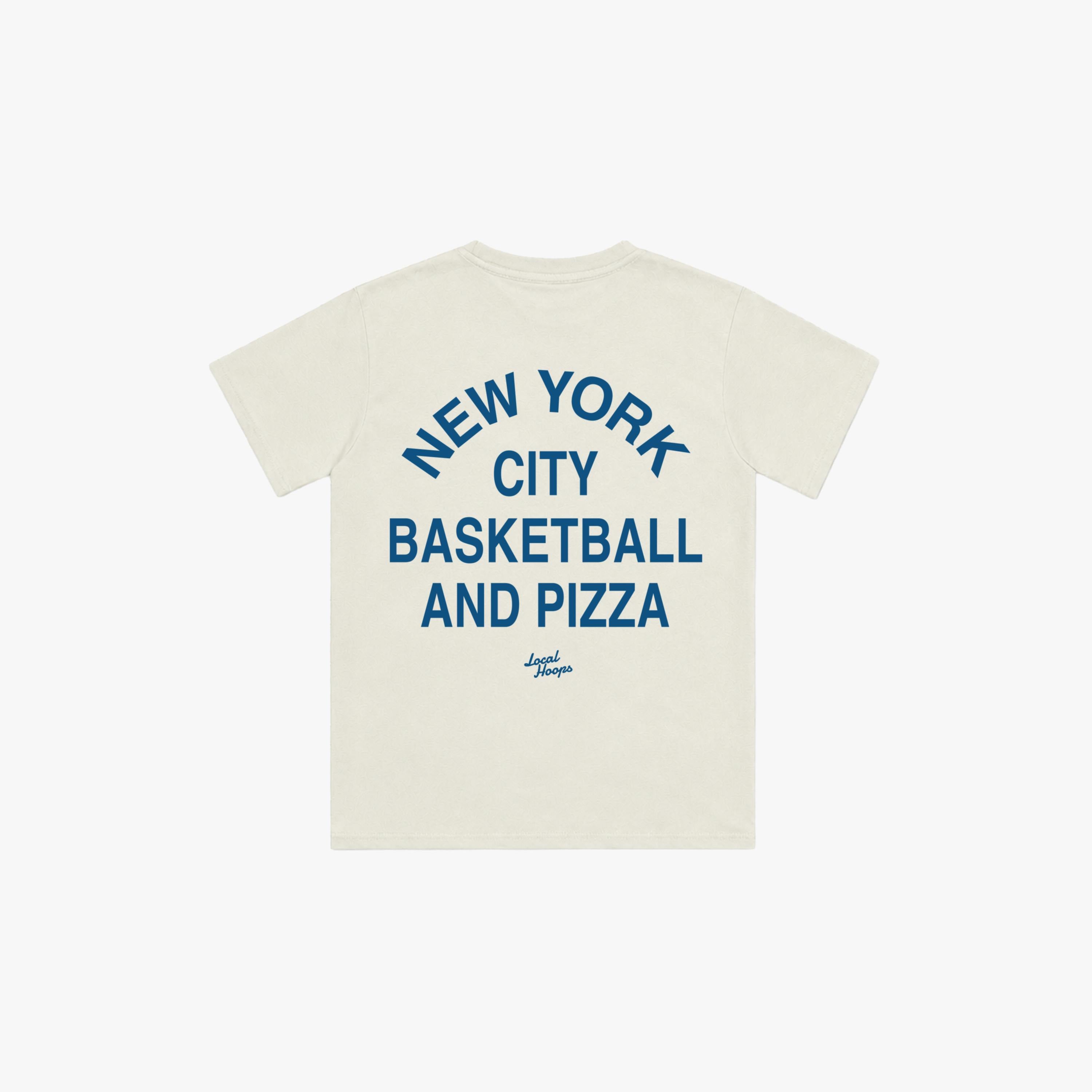 Kids Ecru NYC Basketball & Pizza Tee