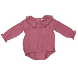 Girls Gauze Frill Neck Bodysuit in Mesa Rose
