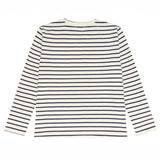 women's cream and navy stripe long sleeve tee