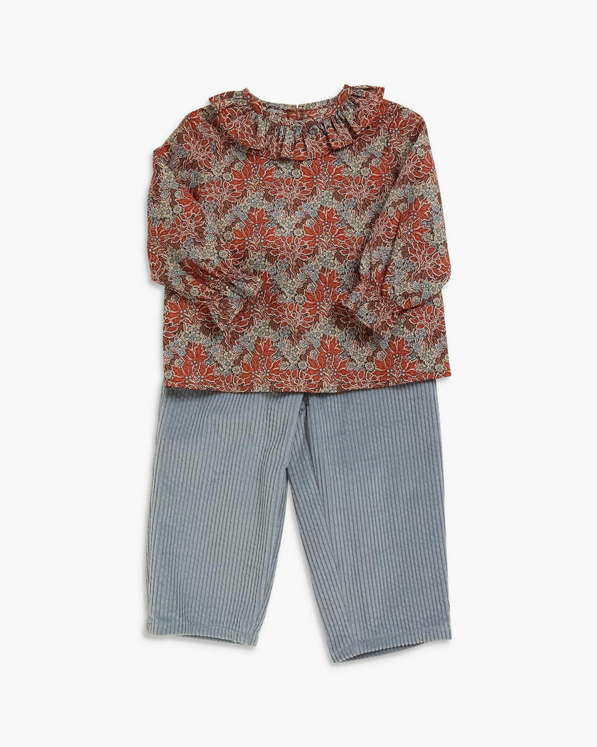 Amelia Baby Blouse Rust Blue Liberty