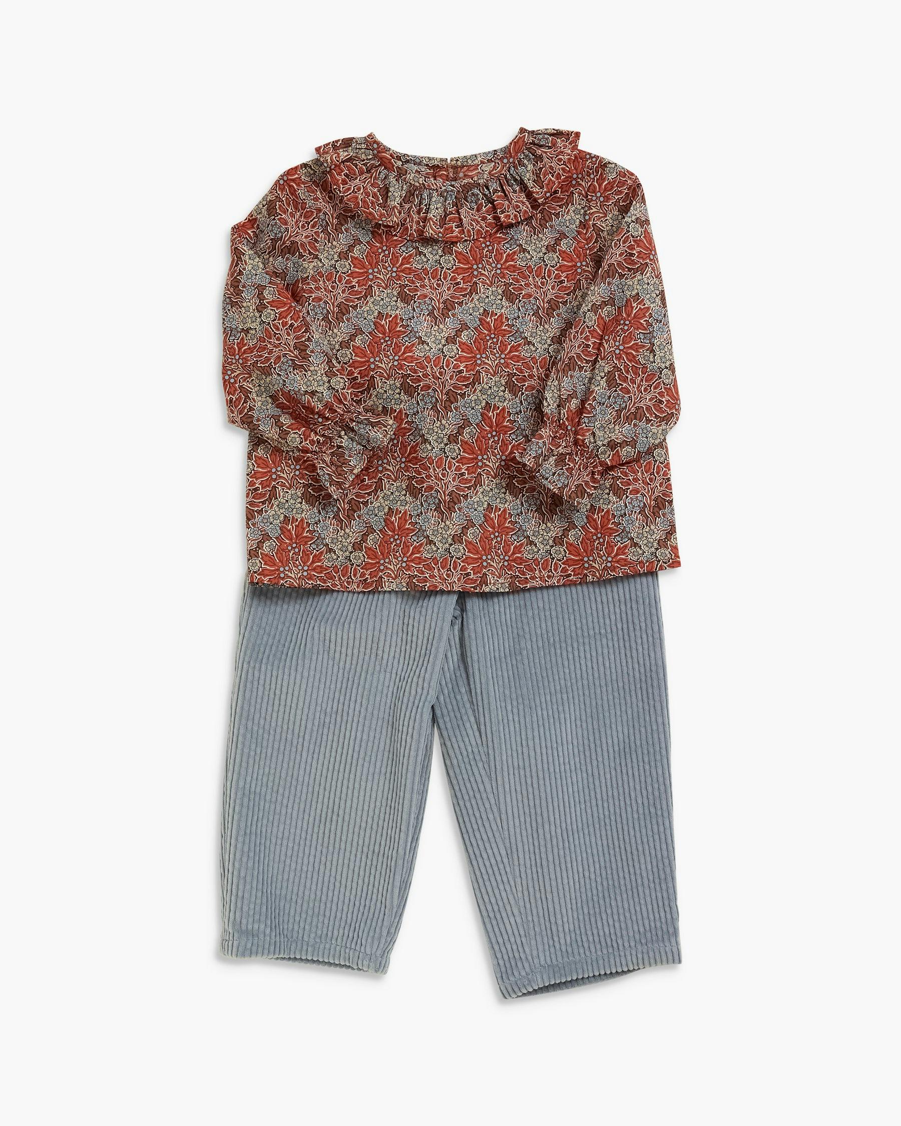 Amelia Baby Blouse Rust Blue Liberty