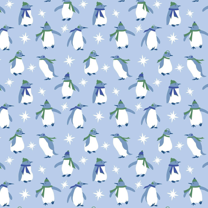 Parker Boys' Zipper Pajama - Penguin Party Blue