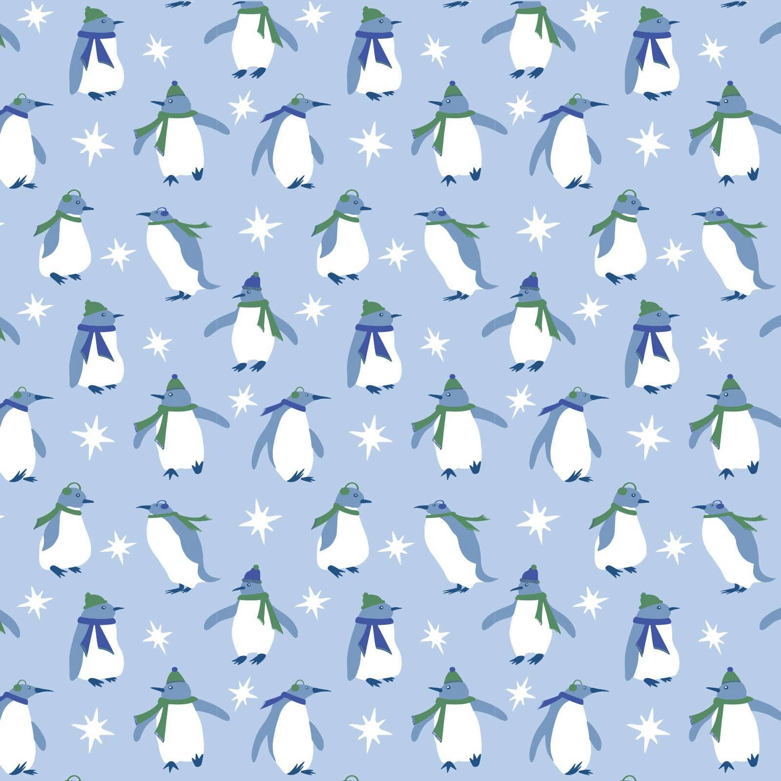 Parker Boys' Zipper Pajama - Penguin Party Blue