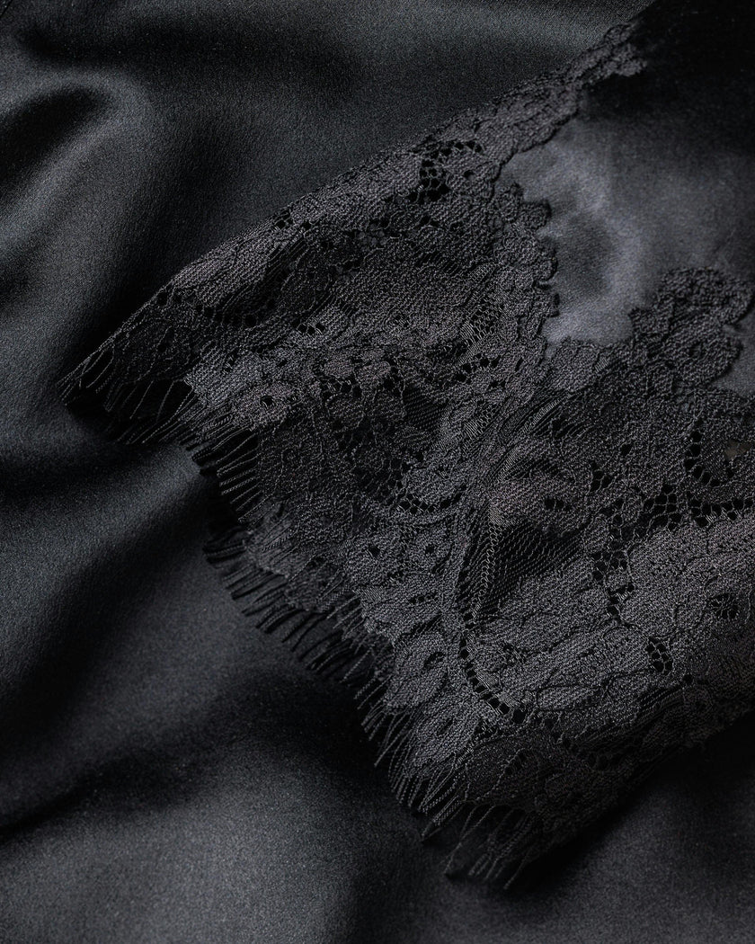 Women's Silk Lace Robe in Black