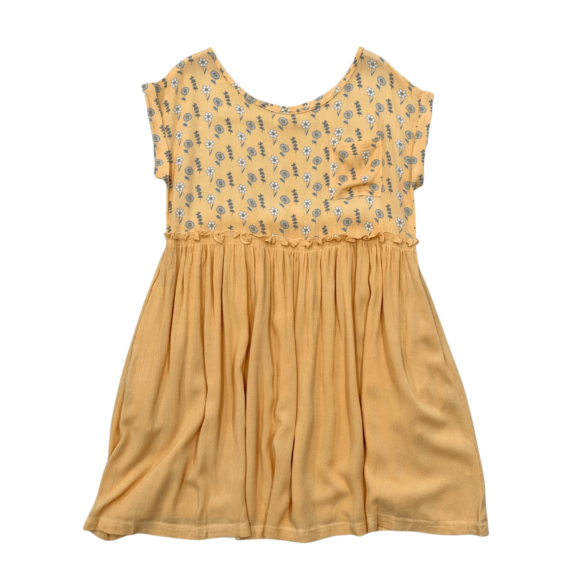 Girls Gauze Babydoll Dress in Mini Golden Floral