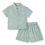 Swimming Koi Collar Button-Up Shirt & Shorts Set