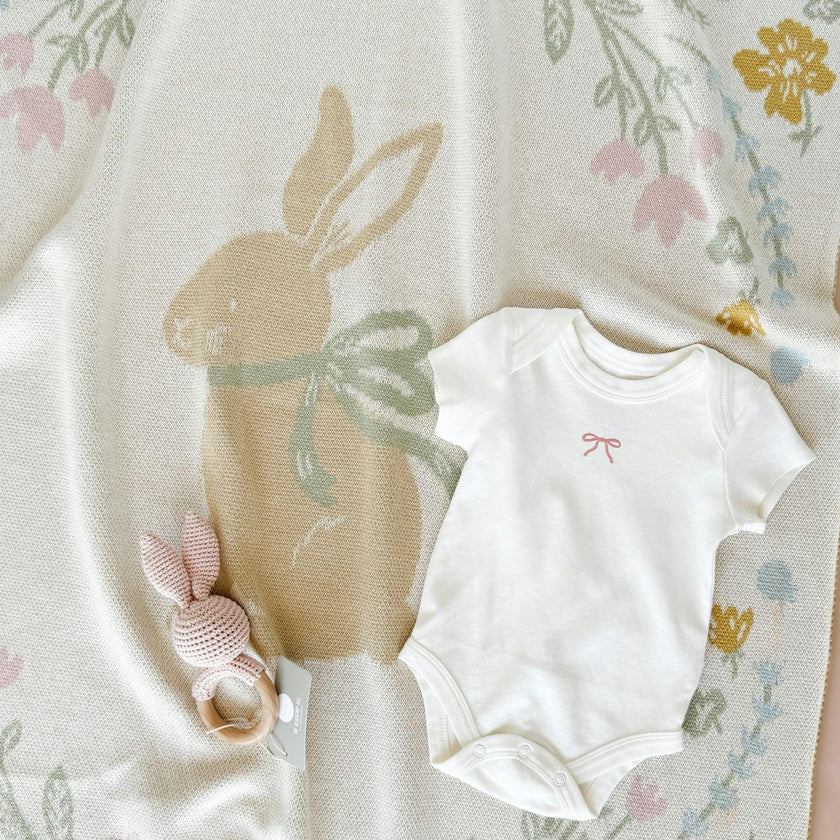Pastel Floral Bunny Blanket | Organic Cotton