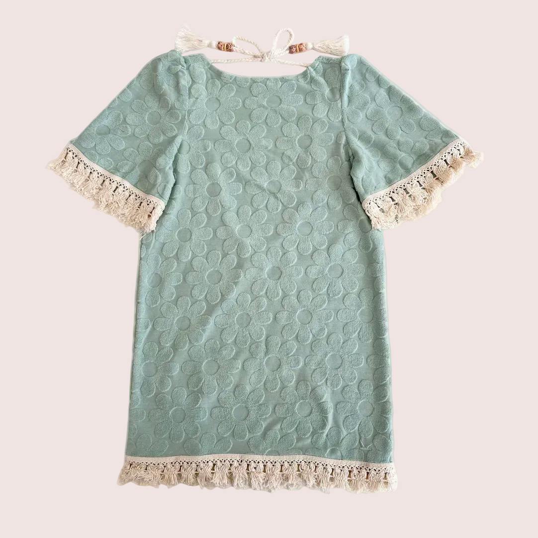 Dusty Teal Floral Boho Coverup