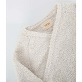 Fuzzy Ribbed Hem Long Sleeve Wrap Top