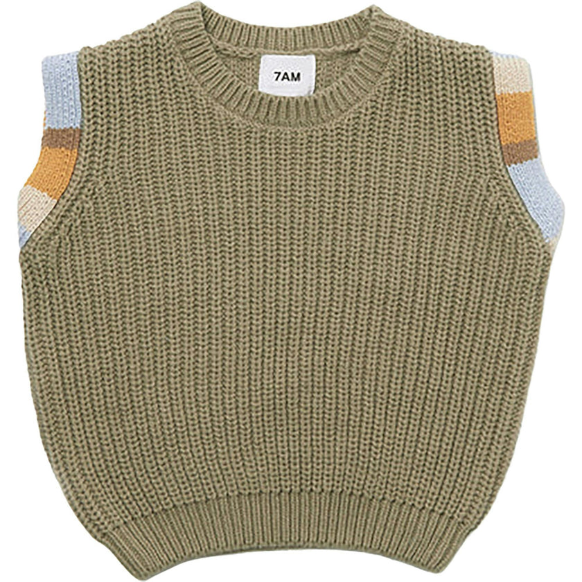 Chunky Ribbed Knit Crew Neck Sleeveless Wide Boxy Fit Tank Top
