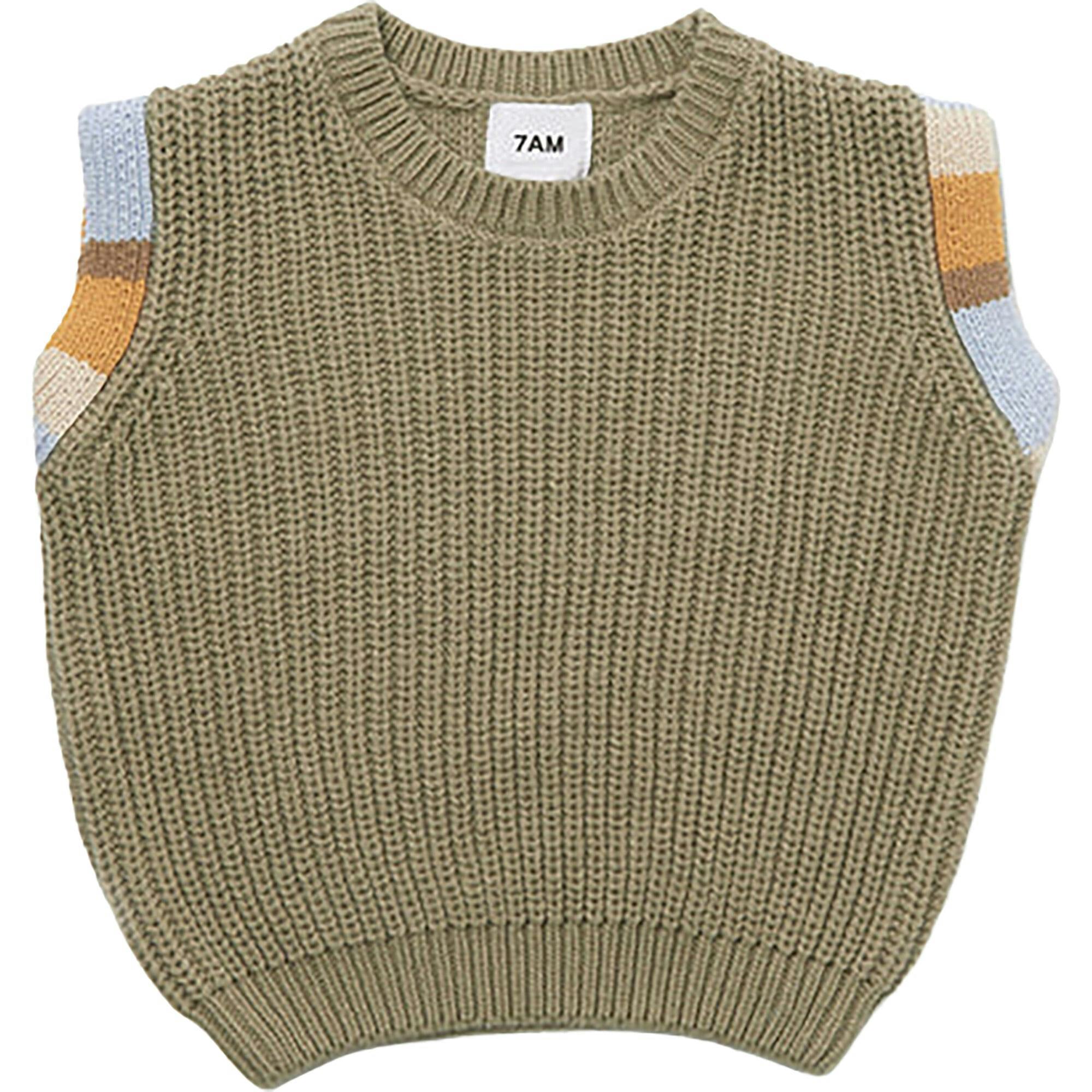 Chunky Ribbed Knit Crew Neck Sleeveless Wide Boxy Fit Tank Top
