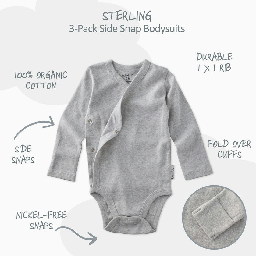STERLING 3-Pack Side Snap Bodysuit