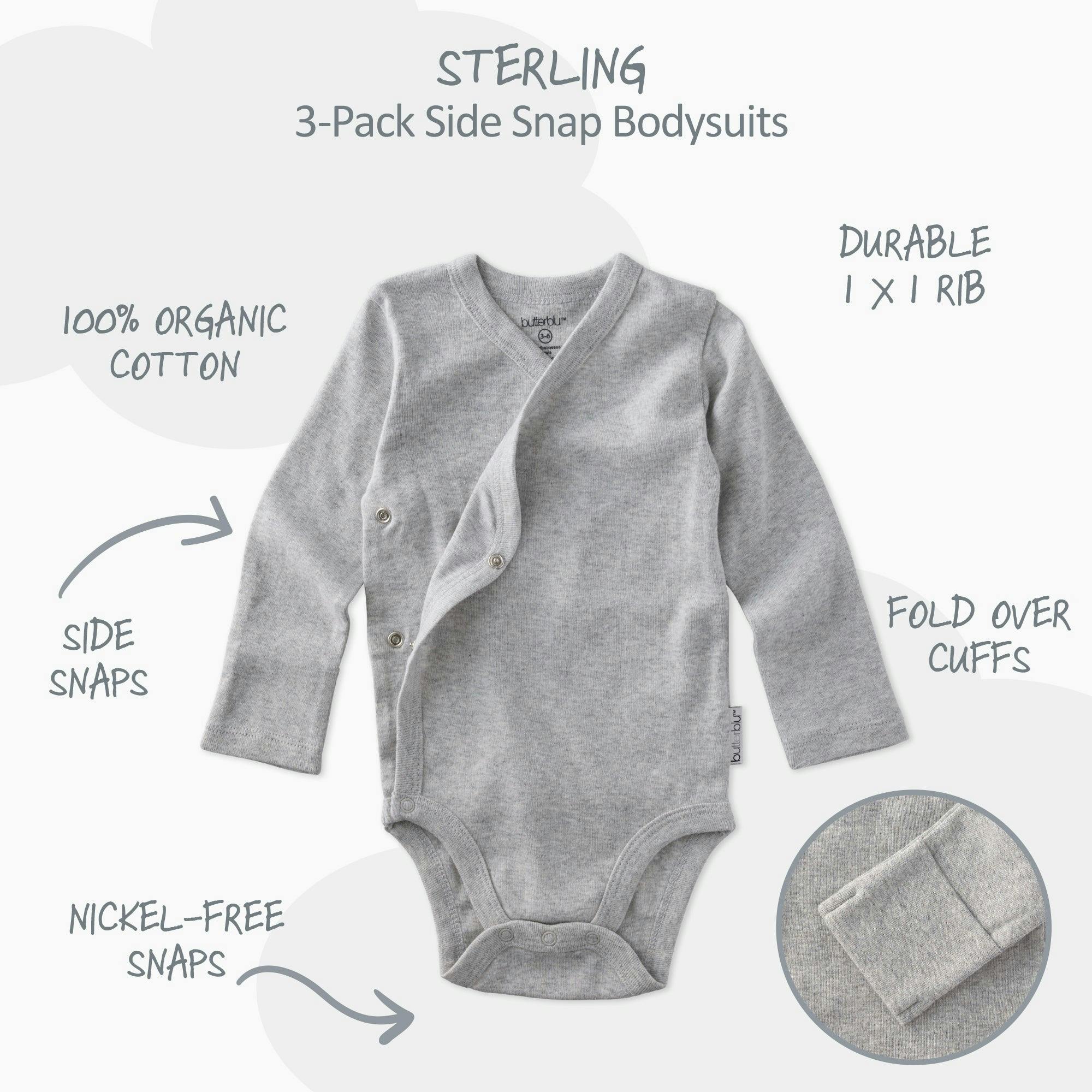 STERLING 3-Pack Side Snap Bodysuit