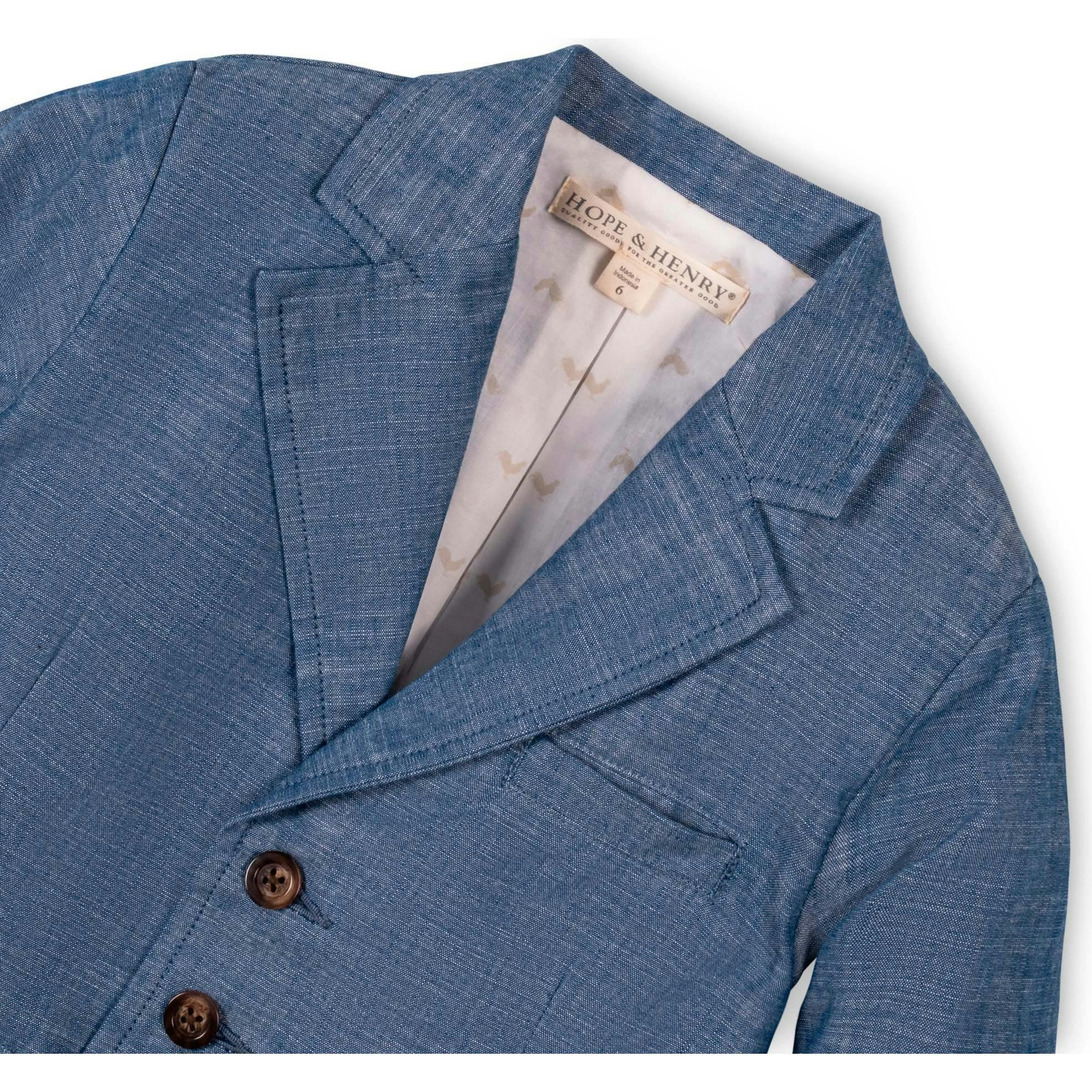 Classic Organic Chambray Suit Jacket, Blue