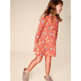 Floral Print Long Sleeve Curved Waist Pocket Dress, Multi