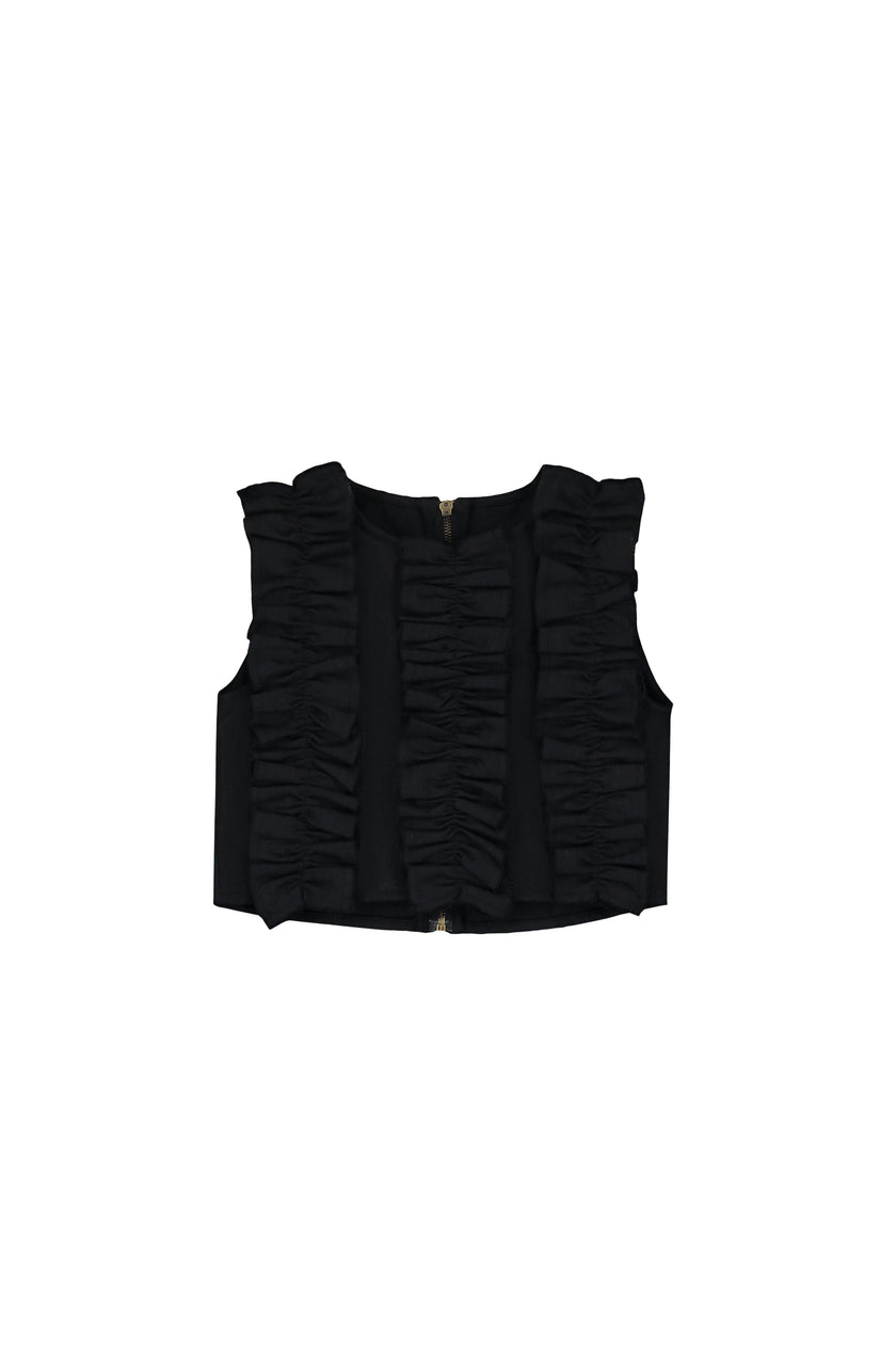 Denim Ruffle Top
