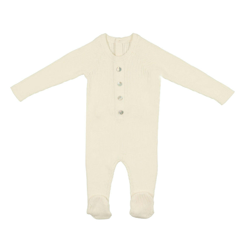 Button Knit Long Sleeve Footie