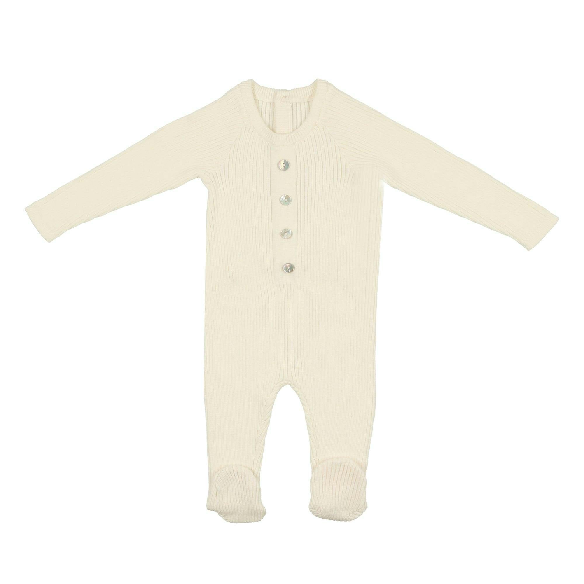 Button Knit Long Sleeve Footie