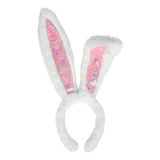 Packed Party Too Cute to Hop Plush Bunny Ears Headband - Trapped Pastel Confetti Interior with Fuzzy White Trim for Easter Parties and Spring Celebrations