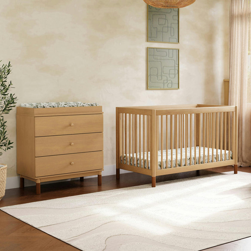 Gelato 3-Drawer Changer Dresser with Vegan Tan Leather Feet