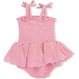 Solid Muslin Poignant Pink - Smocked Bubble with Skirt
