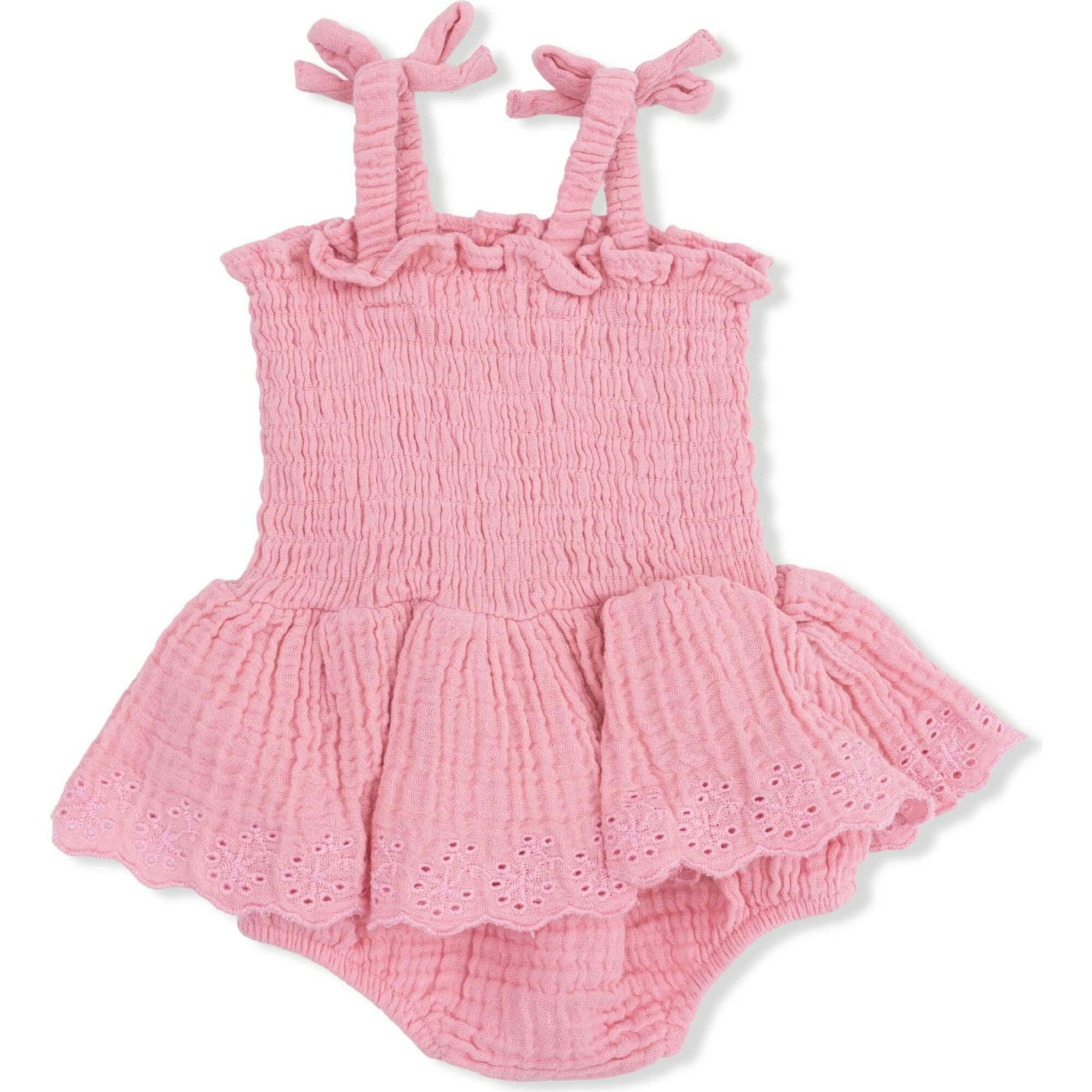 Solid Muslin Poignant Pink - Smocked Bubble with Skirt