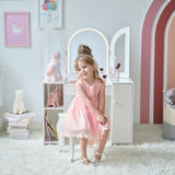 Teamson Kids Deluxe Glow Wooden Vanity Desk with LED Lights & Cork Panels