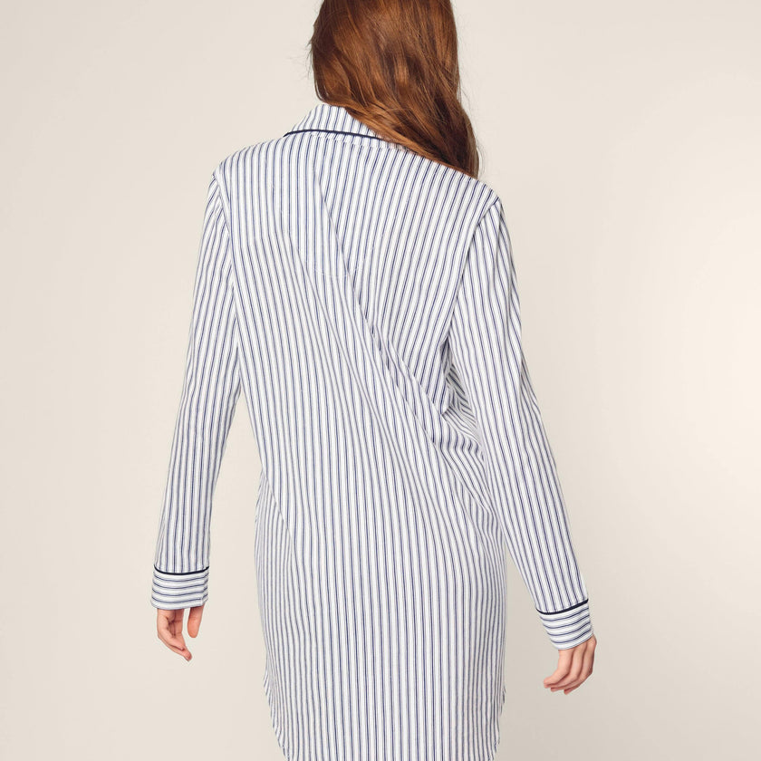 Women's Pima Nightshirt in Navy French Ticking