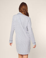 Women's Pima Nightshirt in Navy French Ticking