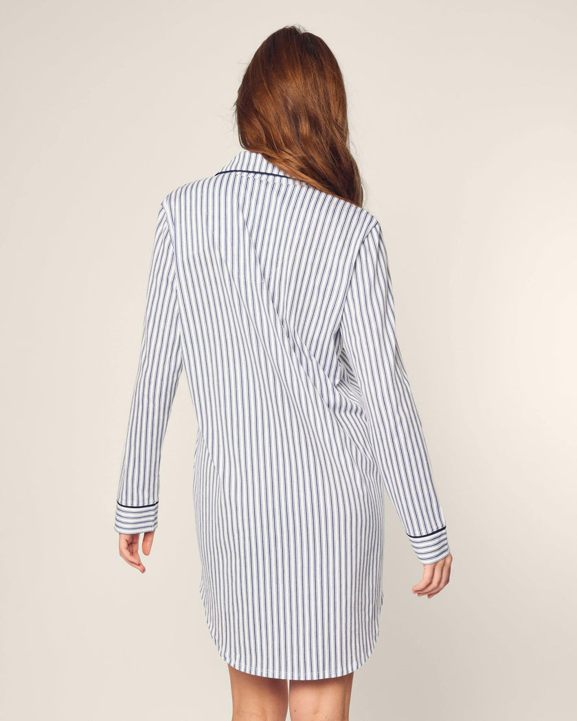 Women's Pima Nightshirt in Navy French Ticking