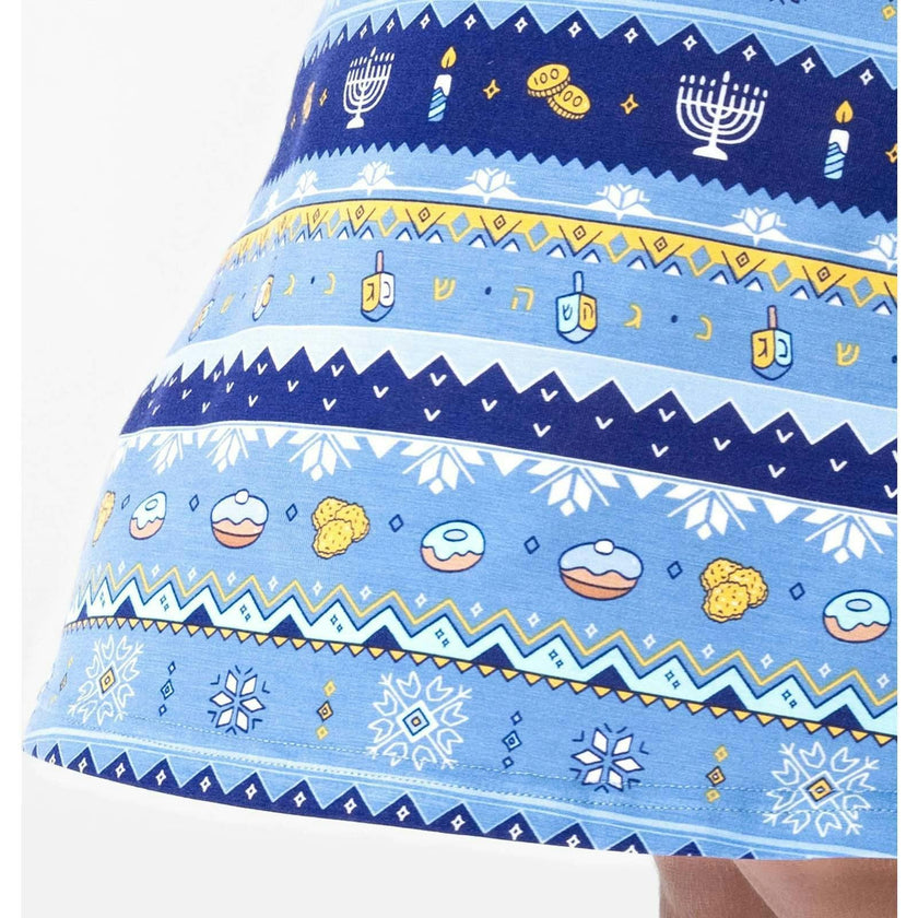 Hanukkah Fair Isle Bamboo Girls' Long Sleeve Dress