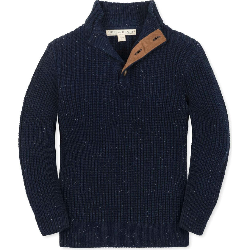 Organic Mock Neck Cardigan Stitch Sweater