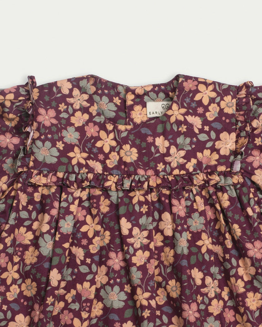 Lottie Baby Dress & Bloomer Set - Garden Flowers Plum