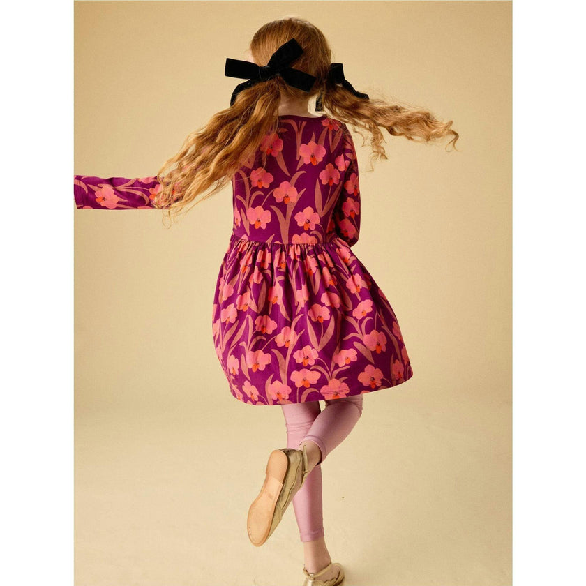 Long Sleeve Wrap Neck Dress, Purple