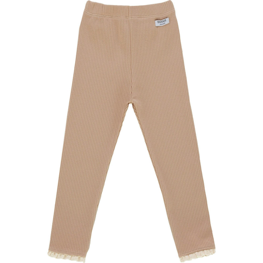 Affy Ribbed Lace Trim Leggings