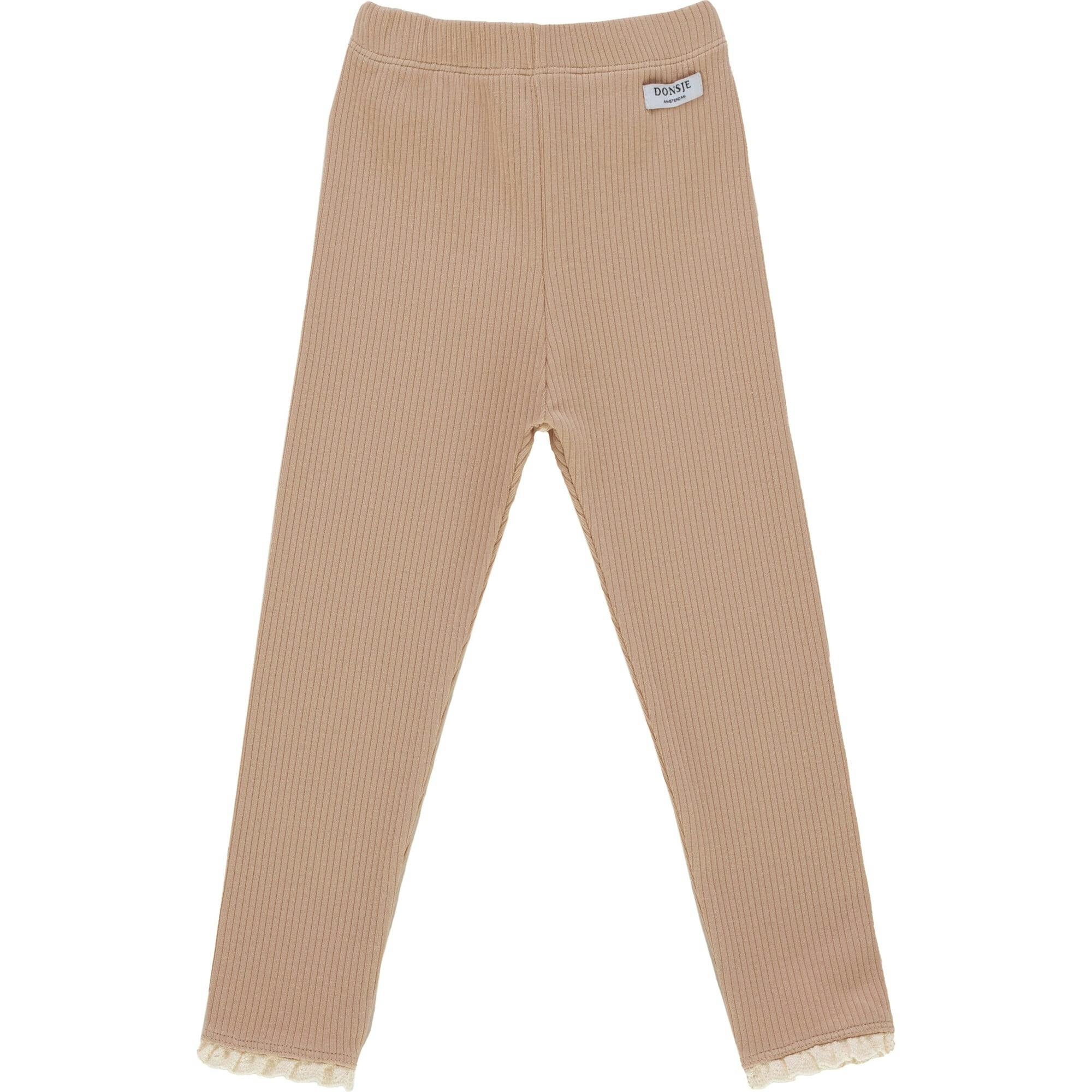 Affy Ribbed Lace Trim Leggings