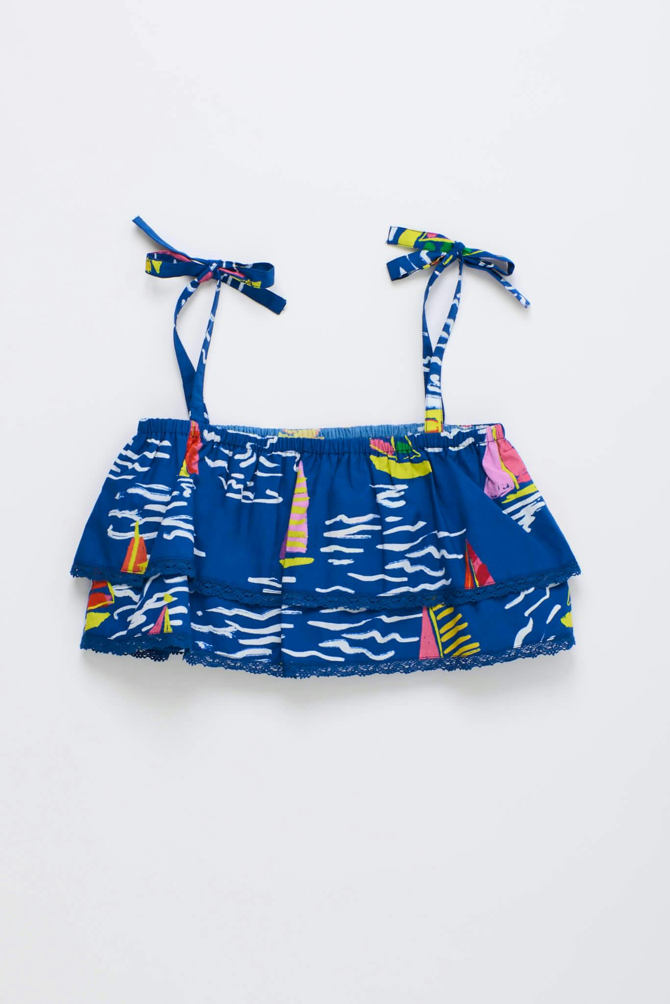BARCOS RUFFLES TOP BLUE